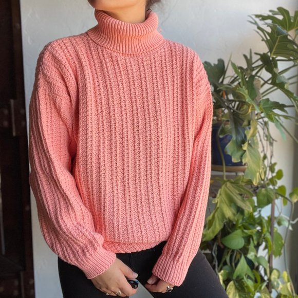 Vintage Sweaters - Vintage | Cherokee Pink Turtleneck Sweater